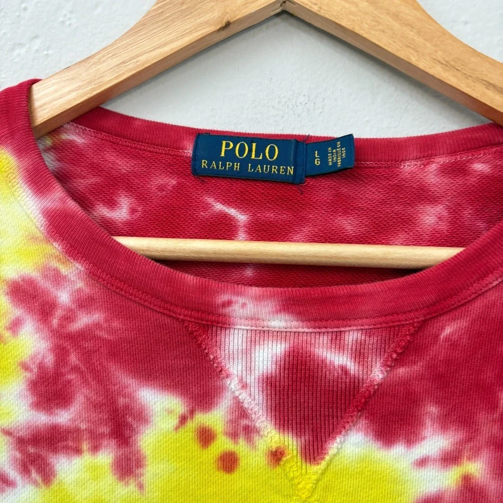 Polo Ralph Lauren Tie Die Sweatshirt Men Size Large Rainbow Pullover Long Sleeve